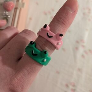 Cute Frog Rings - Pink and Green